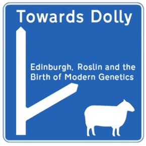 Signpost pointing to Roslin, birthplace of Dolly the Sheep