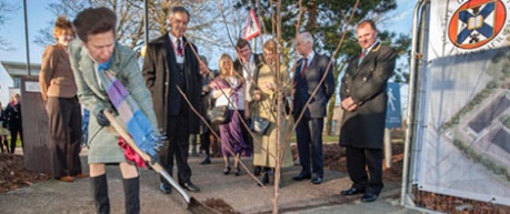 Her Royal Highness The Princess Royal planting a tree