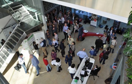 photo of Big data delegates reception in atrium of Charnock Bradley Building - image credit Roslin Innovation Centre