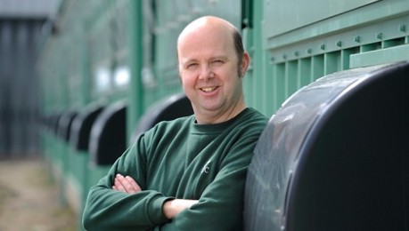 photo of Jos Houdijk outside the Allermuir Avian Innovation and Skills Centre - credit SRUC