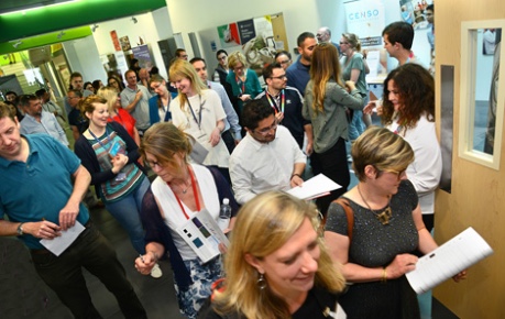 Roslin Innovation Centre Tenant Showcase 2019 - delegates entering The Roslin Institute auditorium