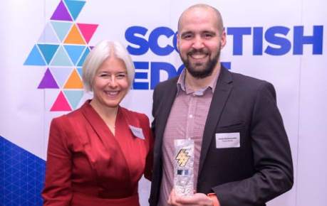 ScottishEDGE Round 22 winner Prozymi Biolabs with Lucinda Bruce-Gardyne, founder of Genius Foods