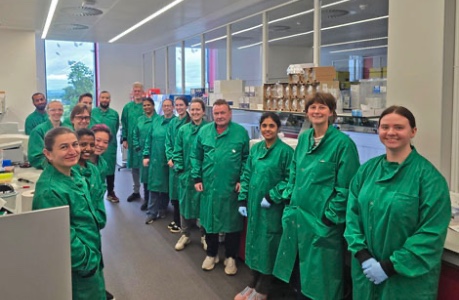 Members of Roslin Technologies staff in the lab at Roslin Innovation Centre