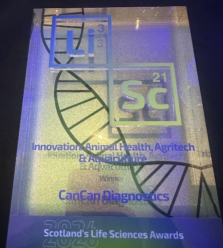 Scotland�s Life Sciences Awards 2026 Award trophy in A3 Innovation won by CanCan Diagnostics
