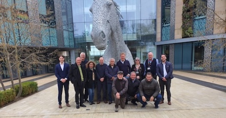 AIA with delegation from Bolivia, outside Roslin Innovation Centre